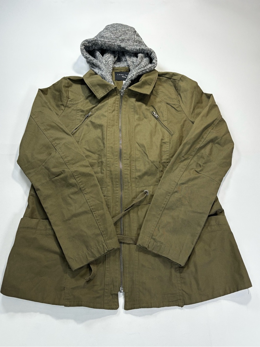Love Tree Olive Hooded Utility Jacket